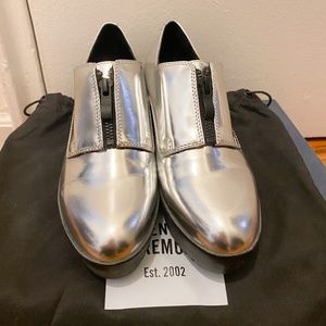 Opening Ceremony Silver Leather Zip Loafers